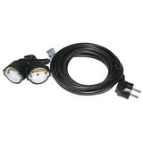 Cable extension with schuko with 2 sockets with cable 3x1.5mm² 3m black