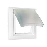 IP44 Shucko ABS complete white frame and light-green transparent cover, without mechanism