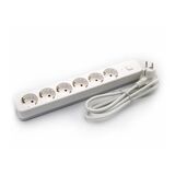 Multisocket with switch 3x1.5mm² 1.5m cable 6schuko white/grey