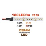 ΤΑΙΝΙΑ LED 5m 24VDC 18W/m 2835 180LED/m 6500K IP20(OSRAM LED)
