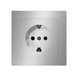 Complete Socket IP20 Schuko 16A 230V, with children protection Silver