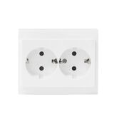 Complete Double IP20 Schuko socket 16A 230V, with chlidren protection White