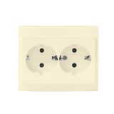 Complete Double IP20 Schuko socket 16A 230V, with chlidren protection Beige