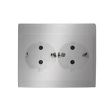 Complete Double IP20 Schuko socket 16A 230V, with chlidren protection Silver