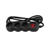 ΠΟΛΥΠΡΙΖΟ ΜΕ ΔΙΑΚΟΠΤΗ+ΚΑΛΩΔΙΟ 3x1.5mm² 1.5μ 3 ΣΟΥΚΟ ΜΑΥΡΟ