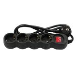 ΠΟΛΥΠΡΙΖΟ ΜΕ ΔΙΑΚΟΠΤΗ+ΚΑΛΩΔΙΟ 3x1.5mm² 1.5μ 4 ΣΟΥΚΟ ΜΑΥΡΟ