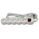 ΠΟΛΥΠΡΙΖΟ ΜΕ ΔΙΑΚΟΠΤΗ+ΚΑΛΩΔΙΟ 3x1.5mm² 3μ 5 ΣΟΥΚΟ ΛΕΥΚΟ
