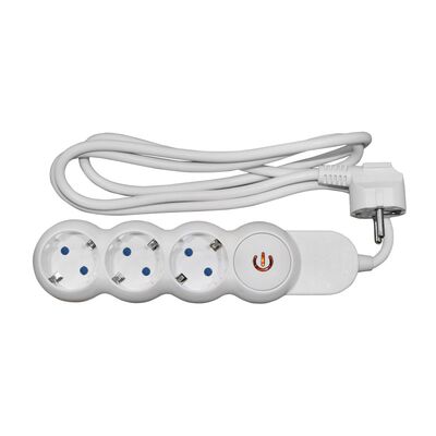 Bubble Multisocket 3schuko with switch with 3x1.5mm 1.4m cable, white