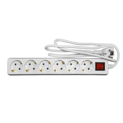 Multisocket with switch 3x1mm² 1.5m cable 6schuko white