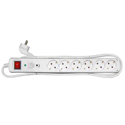 Multisocket with surge protectrion with switch 3x1.5mm 1.5m 6schuko (1master-slave)