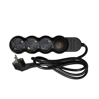 Multisocket bubble 3schuko with switch with 3x1.5mm 1.4m cable, black