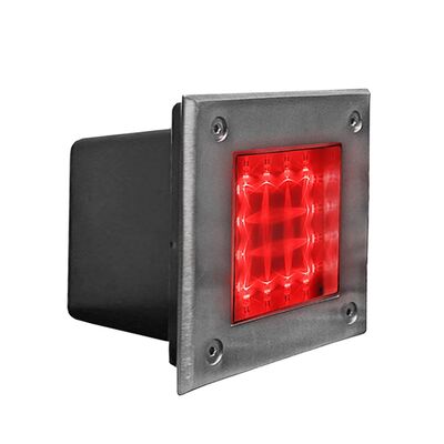 Waterproof ground fitted Square Spot Light with horizontal 16Led red 230V with Square stainless steel 316 cover