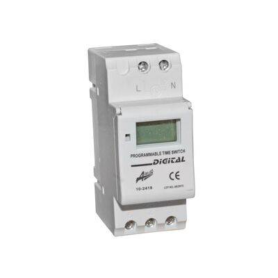 Din Rail Timer Weekly with 150hrs working reserve, digital 16A 2module
