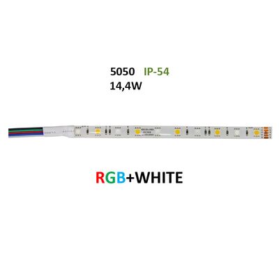 Led Strip Adhesive White PCB 5m24VDC 14.4W/m 60L/m RGB White IP54