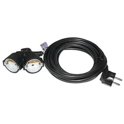Cable extension with schuko with 2 sockets with cable 3x1.5mm² 5m black