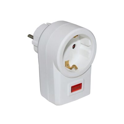 Adaptor with one schuko and surge protection white color