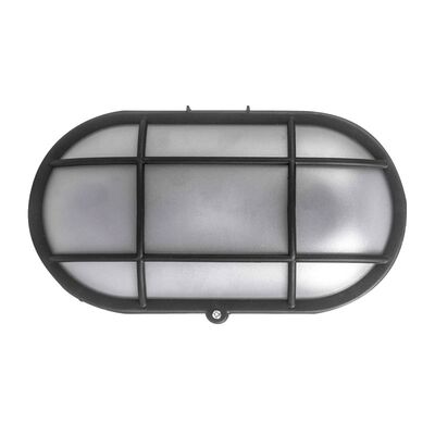 BULKHEAD PC OVAL WITH GRID 1XE27 IP44 GRAPHITE