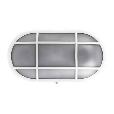 BULKHEAD PC OVAL WITH GRID 1XE27 IP44 WHITE