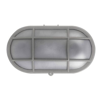 BULKHEAD PC OVAL WITH GRID 1XE27 IP44 GREY