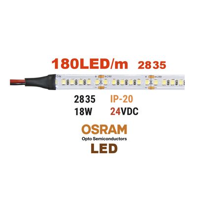 ΤΑΙΝΙΑ LED 5m 24VDC 18W/m 2835 180LED/m 6500K IP20(OSRAM LED)