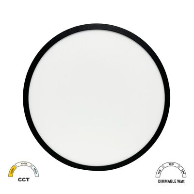 LED ΠΛΑΦΟΝΙΕΡΑ PC BACKLIT Φ283mm CCT 16-20-24W IP40 ΜΑΥΡΗ
