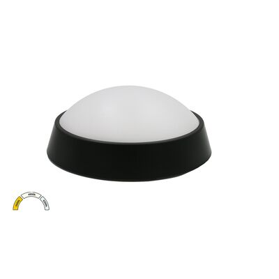 LED ΠΛΑΦΟΝΙΕΡΑ PC ΣΤΡΟΓΓΥΛΗ Φ180mm 15W CCT IP65 ΜΑΥΡΗ