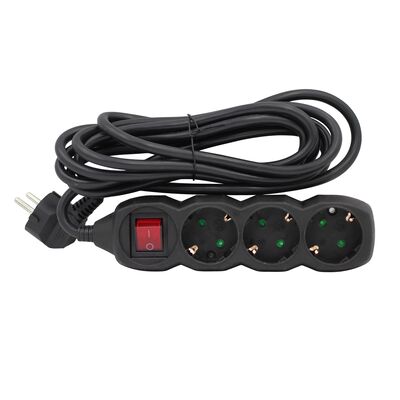 ΠΟΛΥΠΡΙΖΟ ΜΕ ΔΙΑΚΟΠΤΗ+ΚΑΛΩΔΙΟ 3x1.5mm² 3μ 3 ΣΟΥΚΟ MΑΥΡΟ