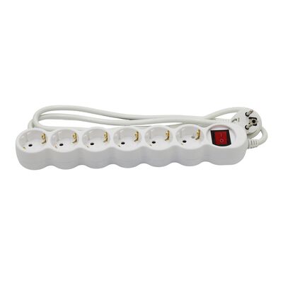 ΠΟΛΥΠΡΙΖΟ ΜΕ ΔΙΑΚΟΠΤΗ+ΚΑΛΩΔΙΟ 3x1.5mm² 1.5μ 6 ΣΟΥΚΟ ΛΕΥΚΟ
