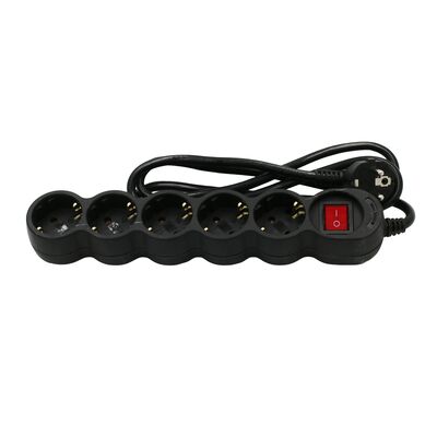ΠΟΛΥΠΡΙΖΟ ΜΕ ΔΙΑΚΟΠΤΗ+ΚΑΛΩΔΙΟ 3x1.5mm² 1.5μ 5 ΣΟΥΚΟ ΜΑΥΡΟ