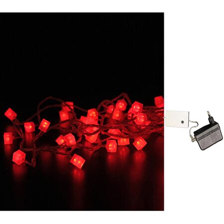 Frosted rubber chain cudes with 100led red with clear wire 24V, with transformer 230V