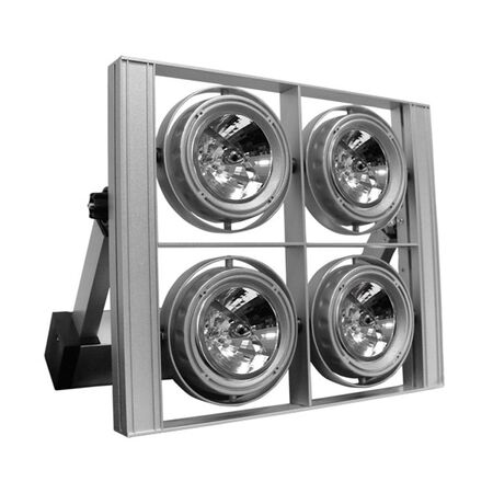 Wall fitted fixture XF004DS AR111 with lamp 4x50W 12V & ballast grey
