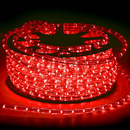 Led round rope Light clear D13mm,2wires with 36led/m red,5set accessories/roll