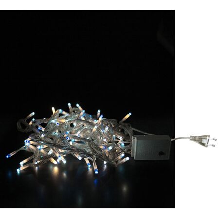Chain 100 blue rice light with clear PVC wire L:6,5m with controller 230V