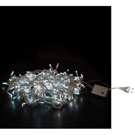 Chain 300 blue rice light with clear PVC wire L:16,5m with controller 230V