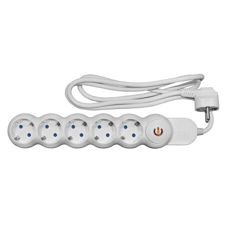Multisocket bubble 5schuko with switch with 3x1.5mm 1.4m cable, white