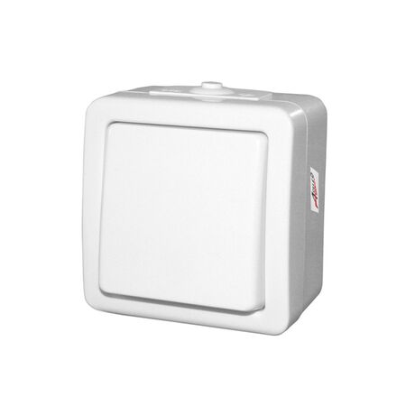 Wallmounted Waterproof light switch IP54 10A 1way 1gang White