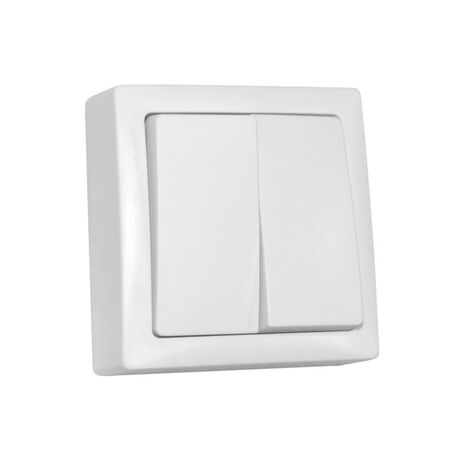 Wallmounted Light Switch IP20 10A 230V 2gang 1way White