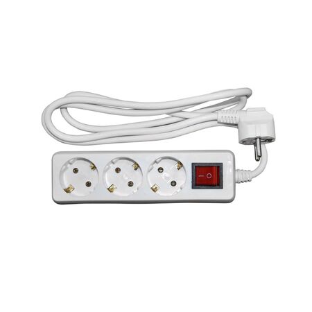 Multisocket with switch 3x1mm² 1.5m cable 3schuko white
