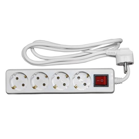 Multisocket with switch 3x1mm² 1.5m cable 4schuko white