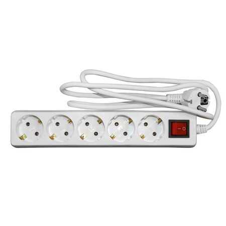 Multisocket with switch 3x1mm² 1.5m cable 5schuko white