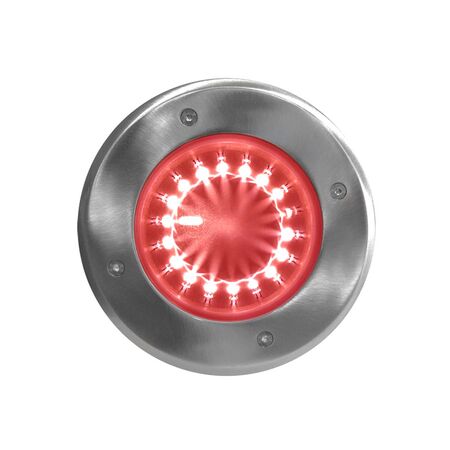Waterproof ground fitted Spot Light with horizontal 18Led red 230V with Round stainless steel 316 cover