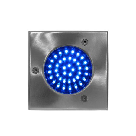 Waterproof ground fitted Spot Light with vertical 33led blue 230V with Square stainless steel 316 cover