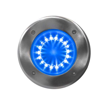 Waterproof ground fitted Spot Light with horizontal 18Led blue 230V with Round stainless steel 316 cover