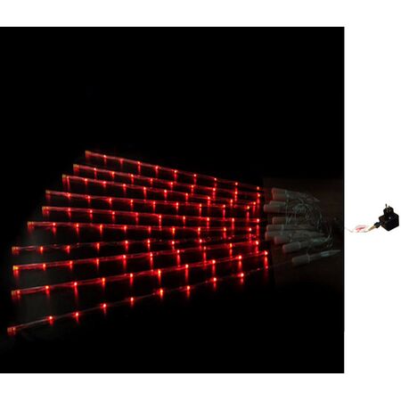 Clear Garden stick lights h1m with 8Led red 24V, with transformer 230V