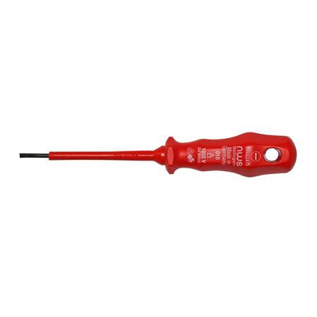 Screwdriver 1000V flathead for slotted screws 0.4x2.5x75 red