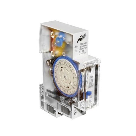 Din Rail Timer 24hr with 72hrs working reserve, analog 16A narrow 1module