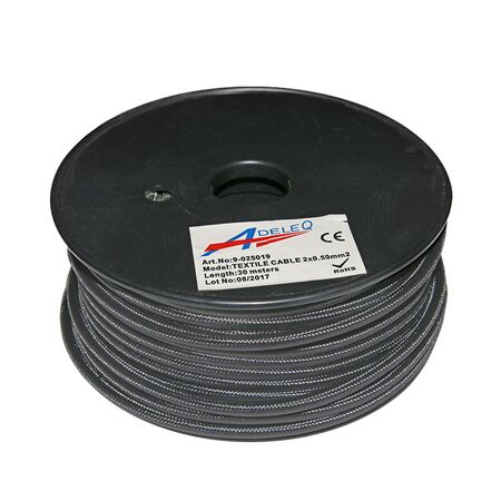 Textile flexible cable 2x0.50mm² gunmetal grey - Graphite