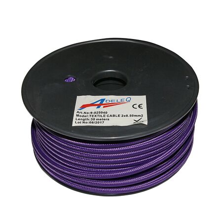 Textile flexible cable 2x0.50mm² Lilac (Purple)