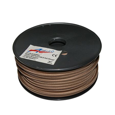 Textile flexible cable 2x0.50mm² natural (sepia)