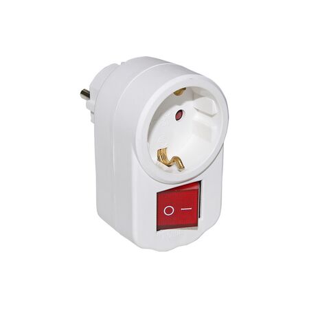 Adaptor with single schuko and switch white